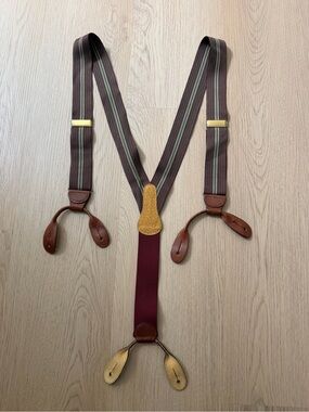 Vintage Coach Suspenders Braces Striped